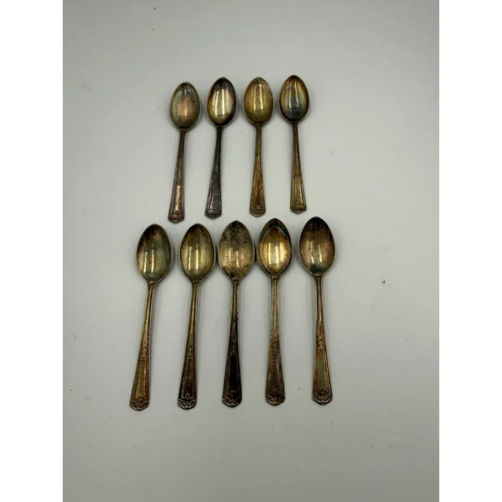 Vintage Wm A Rogers Silverplate 4.5" Spoons Lot of 9 Ornate Flatware - Picture 1 of 9